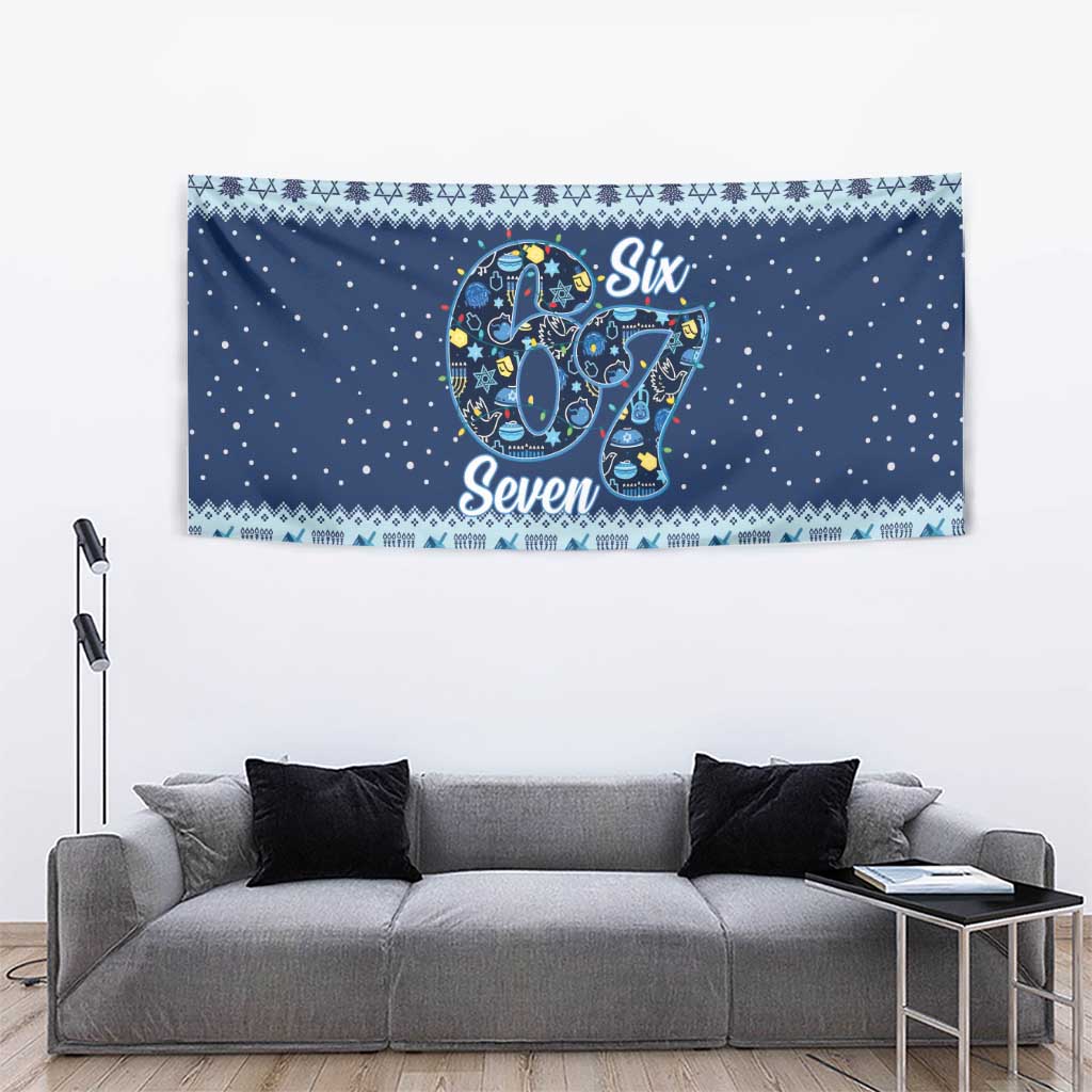 Funny Hanukkah Six Seven Tapestry Gen Alpha Meme Vibes - Wonder Print Shop