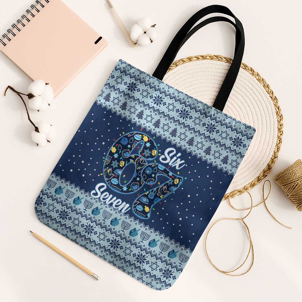 Funny Hanukkah Six Seven Tote Bag Gen Alpha Meme Vibes - Wonder Print Shop