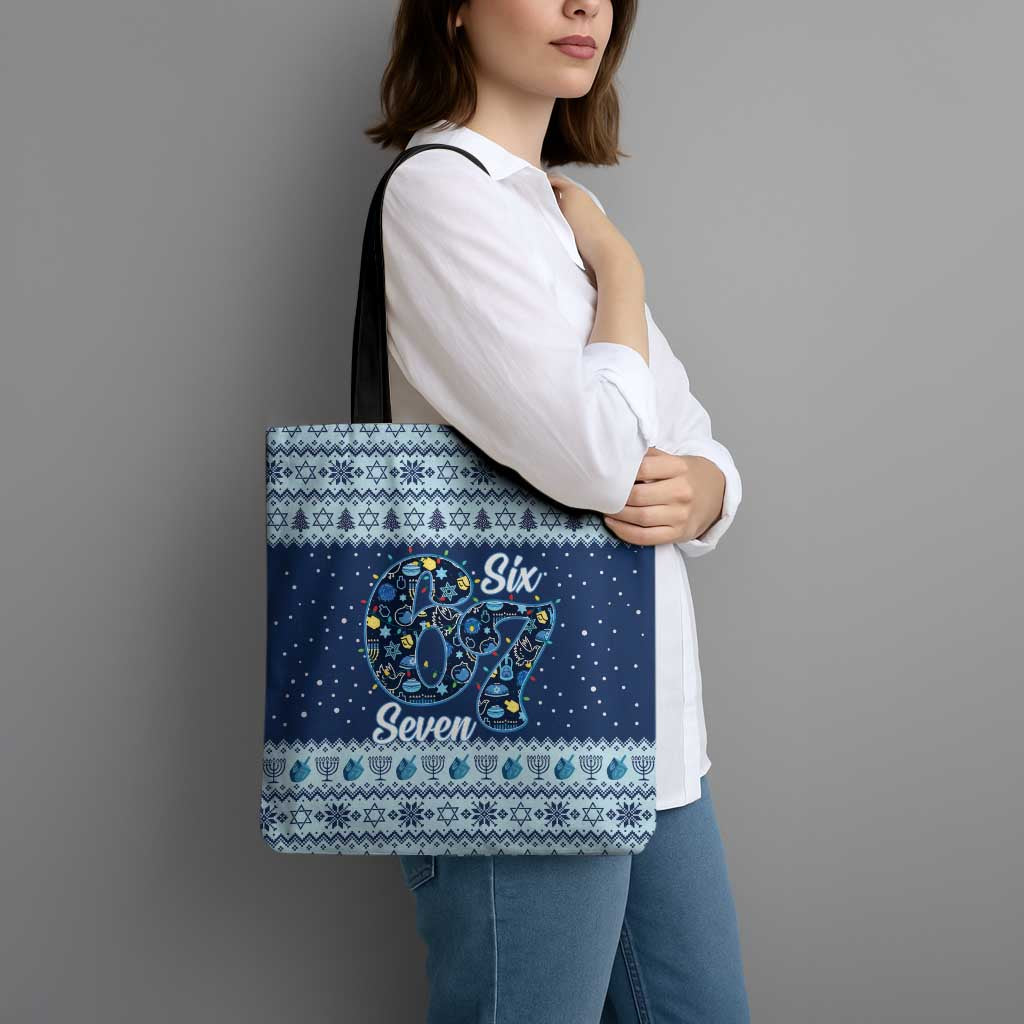 Funny Hanukkah Six Seven Tote Bag Gen Alpha Meme Vibes - Wonder Print Shop