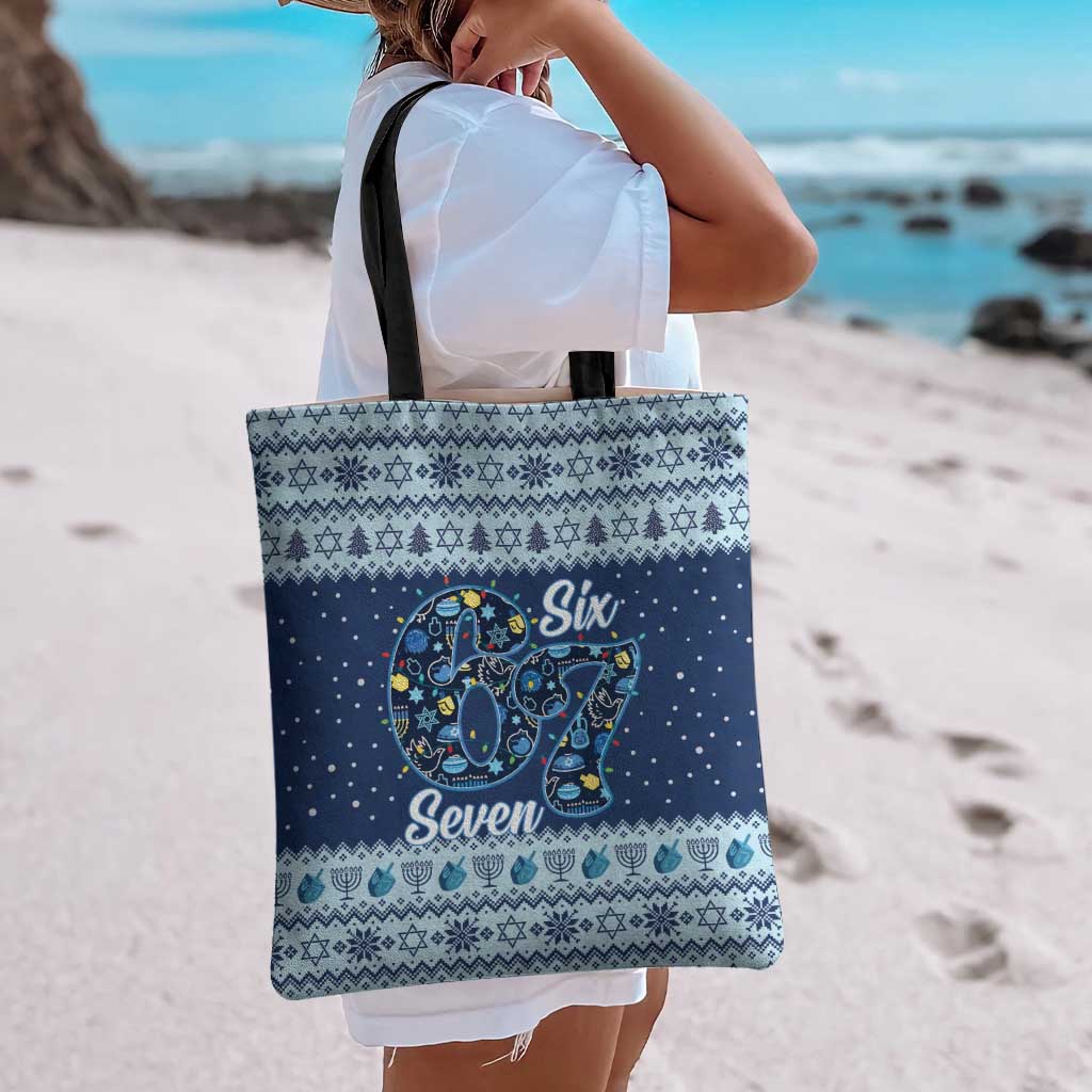 Funny Hanukkah Six Seven Tote Bag Gen Alpha Meme Vibes - Wonder Print Shop