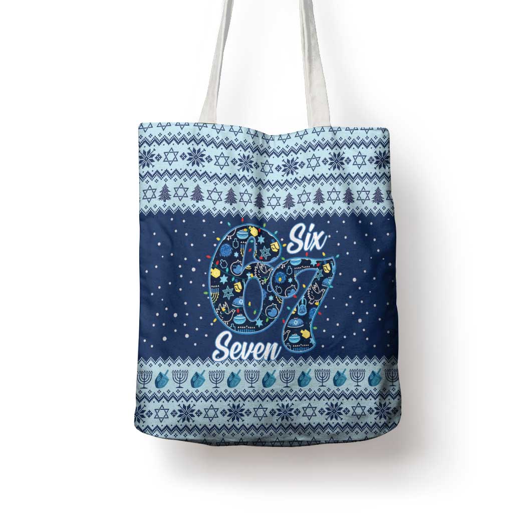 Funny Hanukkah Six Seven Tote Bag Gen Alpha Meme Vibes - Wonder Print Shop