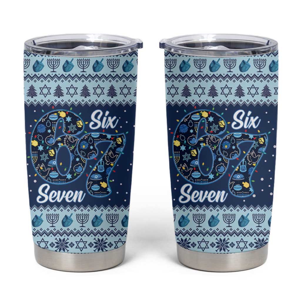 Funny Hanukkah Six Seven Tumbler Cup Gen Alpha Meme Vibes - Wonder Print Shop