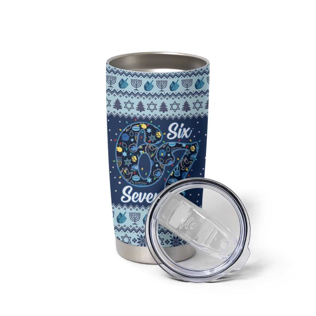 Funny Hanukkah Six Seven Tumbler Cup Gen Alpha Meme Vibes - Wonder Print Shop