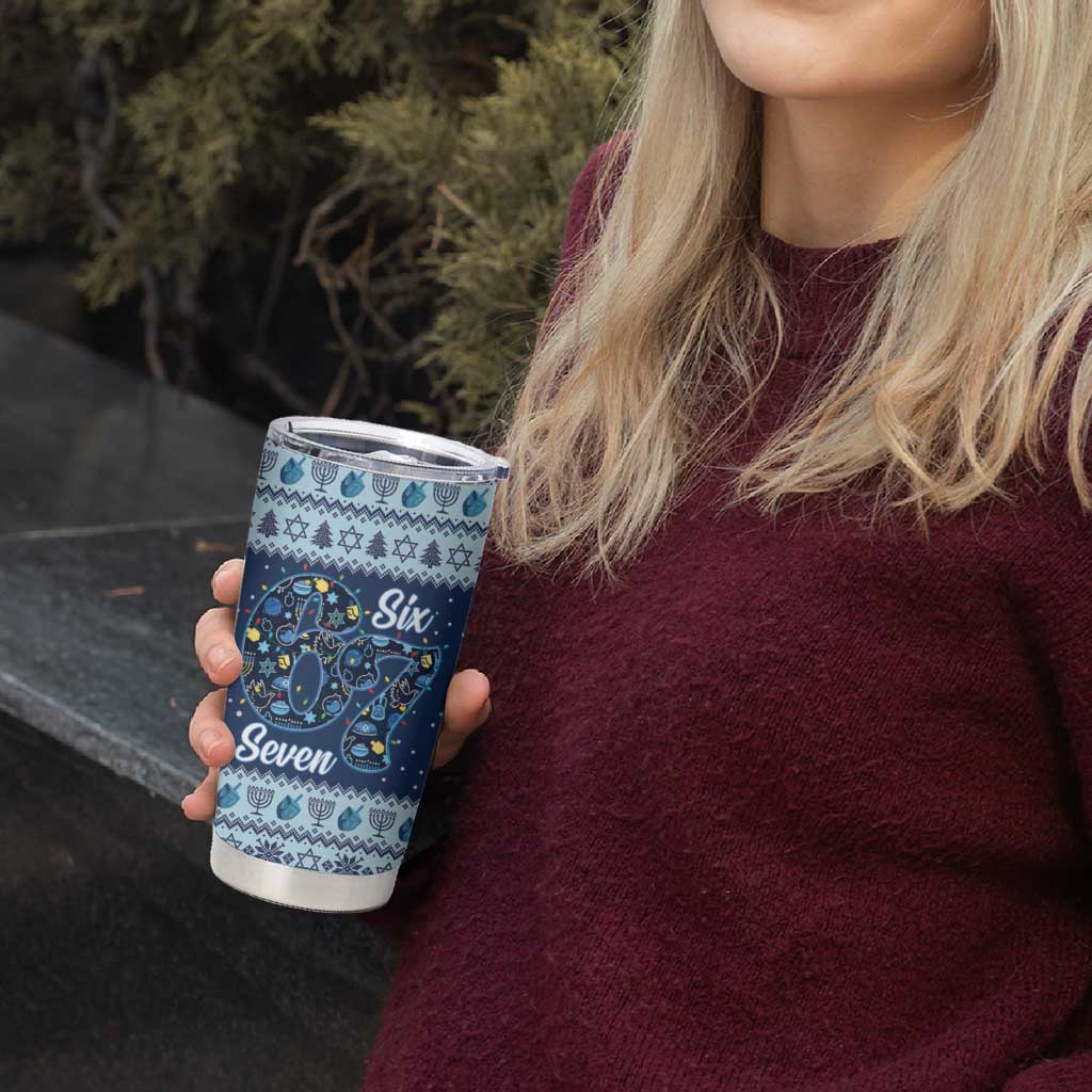 Funny Hanukkah Six Seven Tumbler Cup Gen Alpha Meme Vibes - Wonder Print Shop