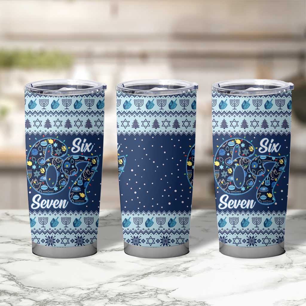 Funny Hanukkah Six Seven Tumbler Cup Gen Alpha Meme Vibes - Wonder Print Shop