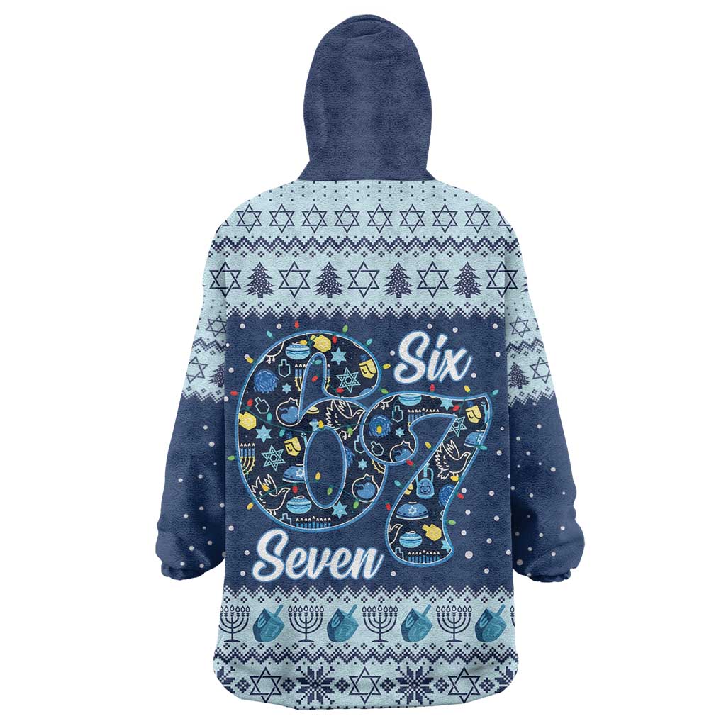 Funny Hanukkah Six Seven Wearable Blanket Hoodie Gen Alpha Meme Vibes - Wonder Print Shop