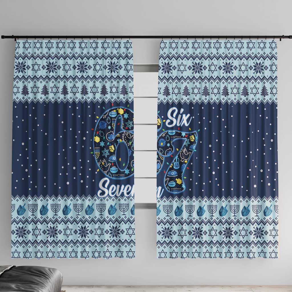 Funny Hanukkah Six Seven Window Curtain Gen Alpha Meme Vibes - Wonder Print Shop