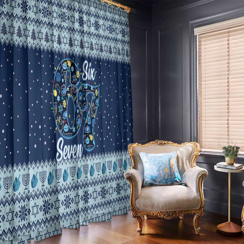 Funny Hanukkah Six Seven Window Curtain Gen Alpha Meme Vibes - Wonder Print Shop