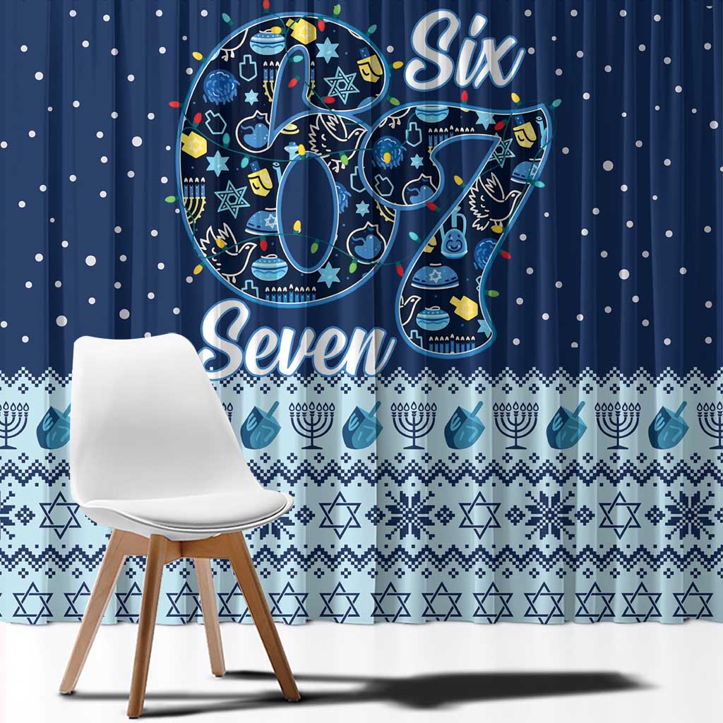 Funny Hanukkah Six Seven Window Curtain Gen Alpha Meme Vibes - Wonder Print Shop