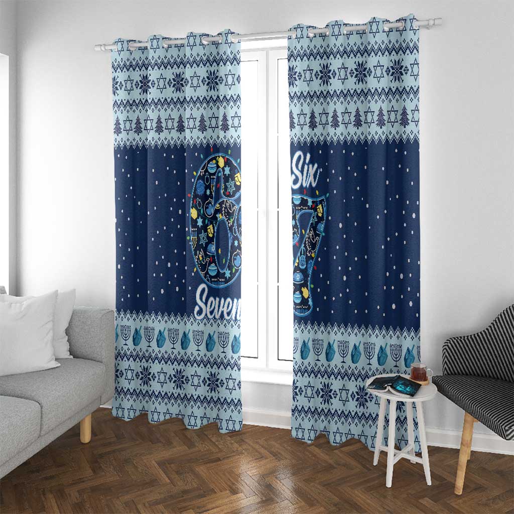 Funny Hanukkah Six Seven Window Curtain Gen Alpha Meme Vibes - Wonder Print Shop