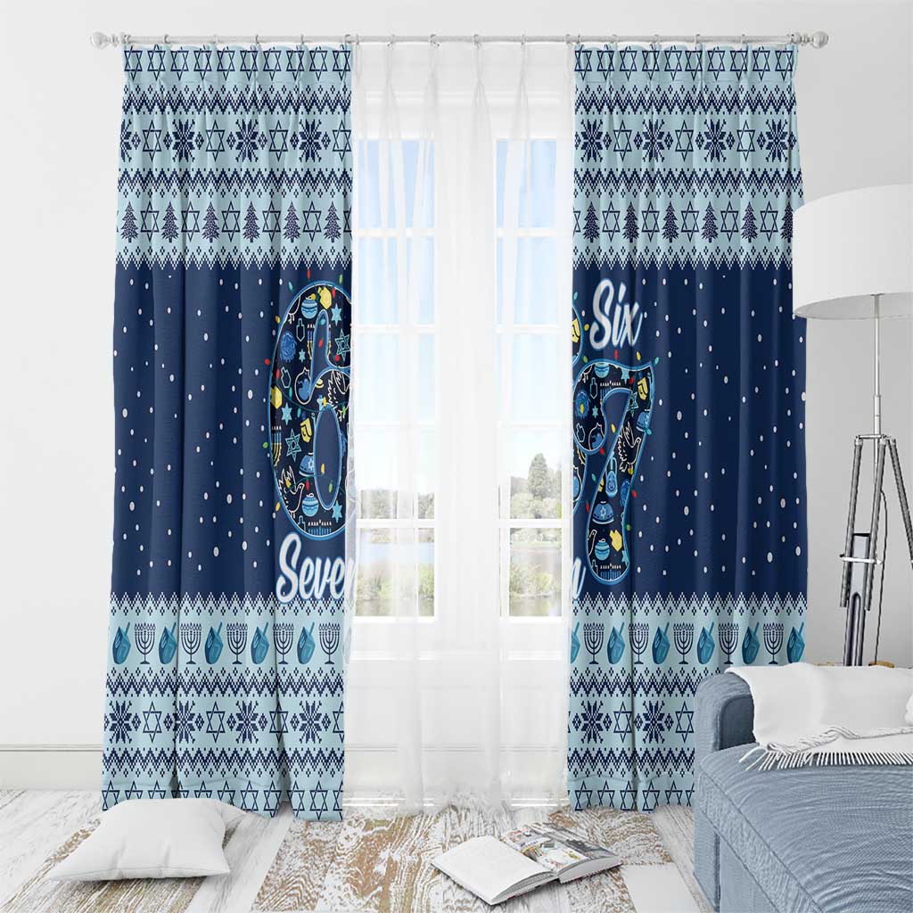 Funny Hanukkah Six Seven Window Curtain Gen Alpha Meme Vibes - Wonder Print Shop