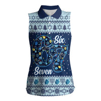 Funny Hanukkah Six Seven Women Sleeveless Polo Shirt Gen Alpha Meme Vibes - Wonder Print Shop