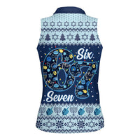 Funny Hanukkah Six Seven Women Sleeveless Polo Shirt Gen Alpha Meme Vibes - Wonder Print Shop
