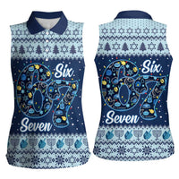 Funny Hanukkah Six Seven Women Sleeveless Polo Shirt Gen Alpha Meme Vibes - Wonder Print Shop