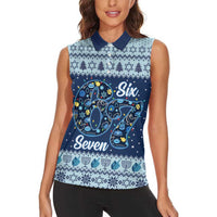Funny Hanukkah Six Seven Women Sleeveless Polo Shirt Gen Alpha Meme Vibes - Wonder Print Shop