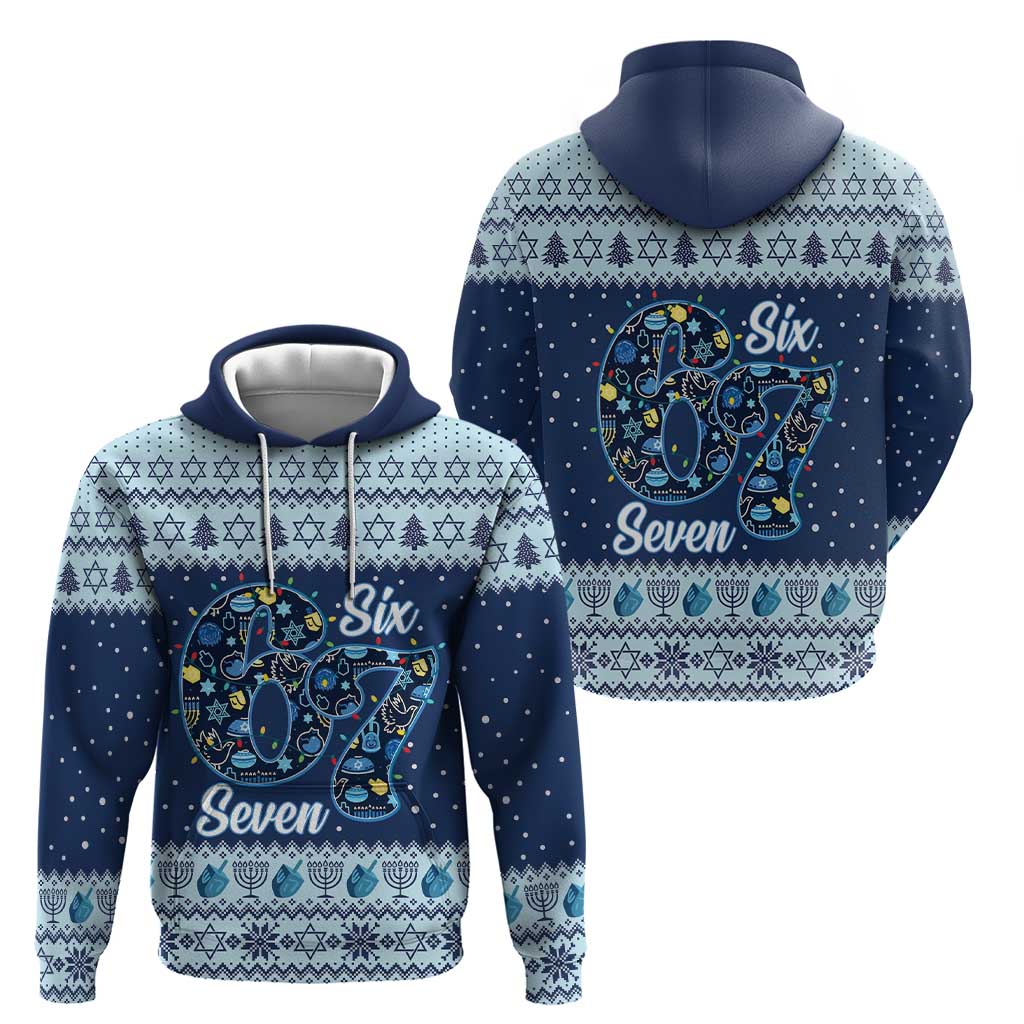 Funny Hanukkah Six Seven Zip Hoodie Gen Alpha Meme Vibes - Wonder Print Shop