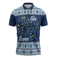 Funny Hanukkah Six Seven Zipper Polo Shirt Gen Alpha Meme Vibes - Wonder Print Shop