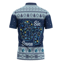 Funny Hanukkah Six Seven Zipper Polo Shirt Gen Alpha Meme Vibes - Wonder Print Shop