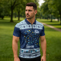 Funny Hanukkah Six Seven Zipper Polo Shirt Gen Alpha Meme Vibes - Wonder Print Shop