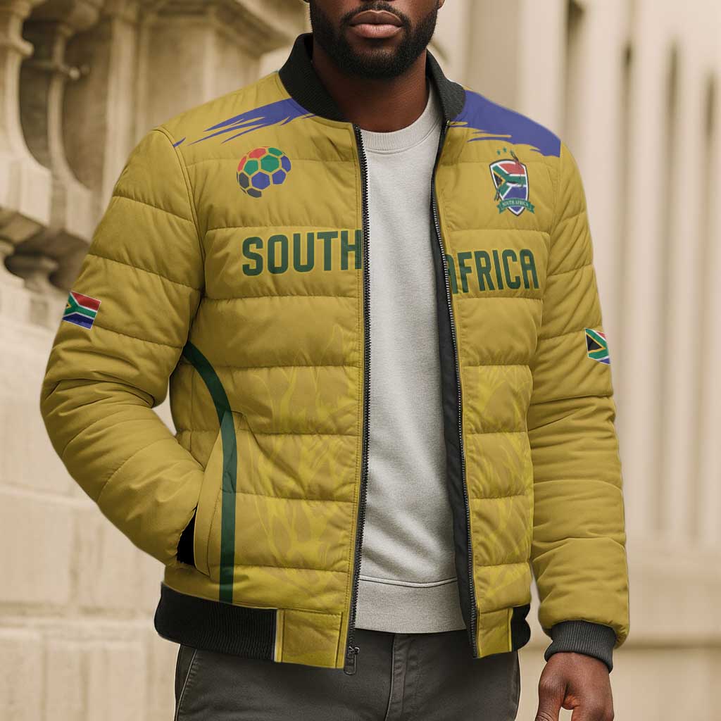 Custom South Africa Football Bomber Puffer Jacket Road To Champions Dream - Wonder Print Shop