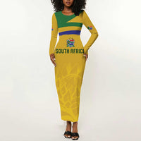 Custom South Africa Football Long Sleeve Bodycon Dress Road To Champions Dream - Wonder Print Shop