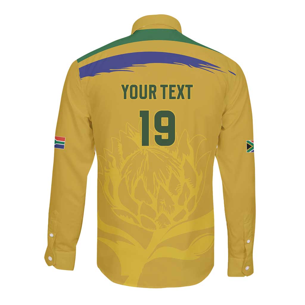 Custom South Africa Football Long Sleeve Button Shirt Road To Champions Dream - Wonder Print Shop