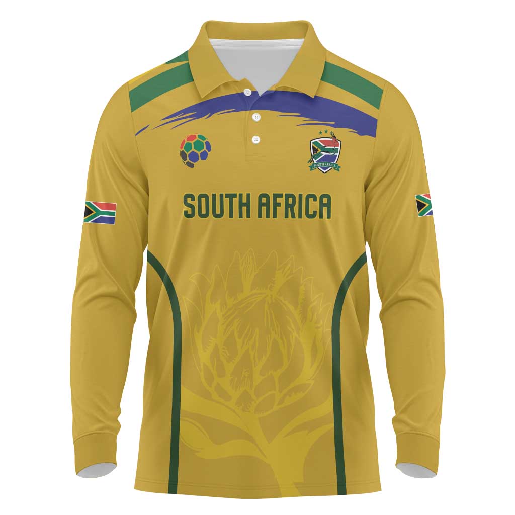 Custom South Africa Football Long Sleeve Polo Shirt Road To Champions Dream - Wonder Print Shop