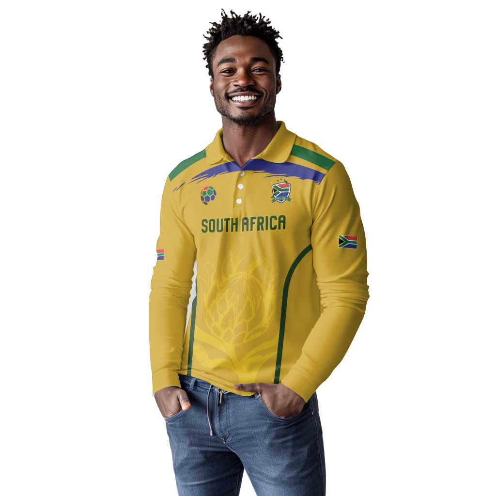 Custom South Africa Football Long Sleeve Polo Shirt Road To Champions Dream - Wonder Print Shop