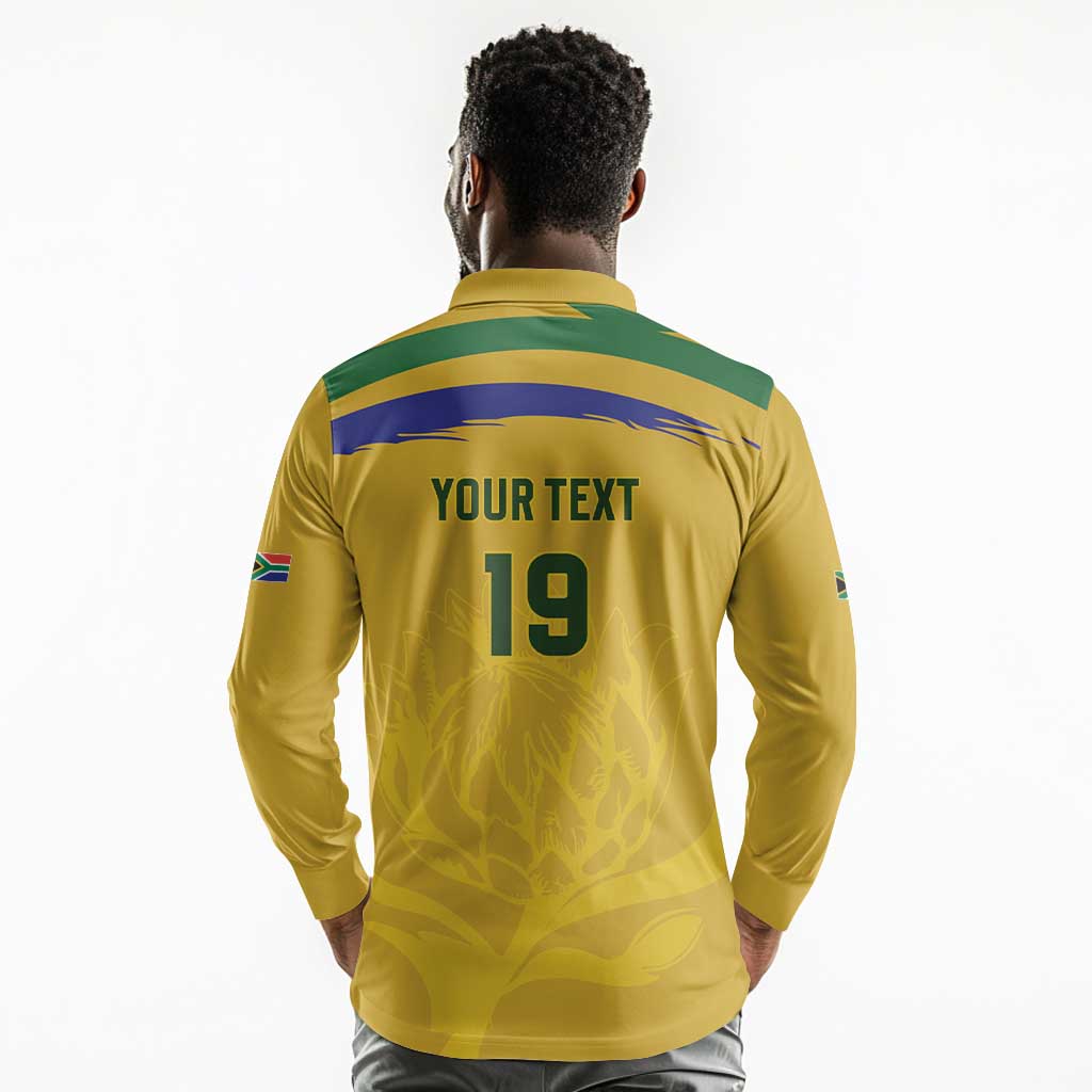 Custom South Africa Football Long Sleeve Polo Shirt Road To Champions Dream - Wonder Print Shop