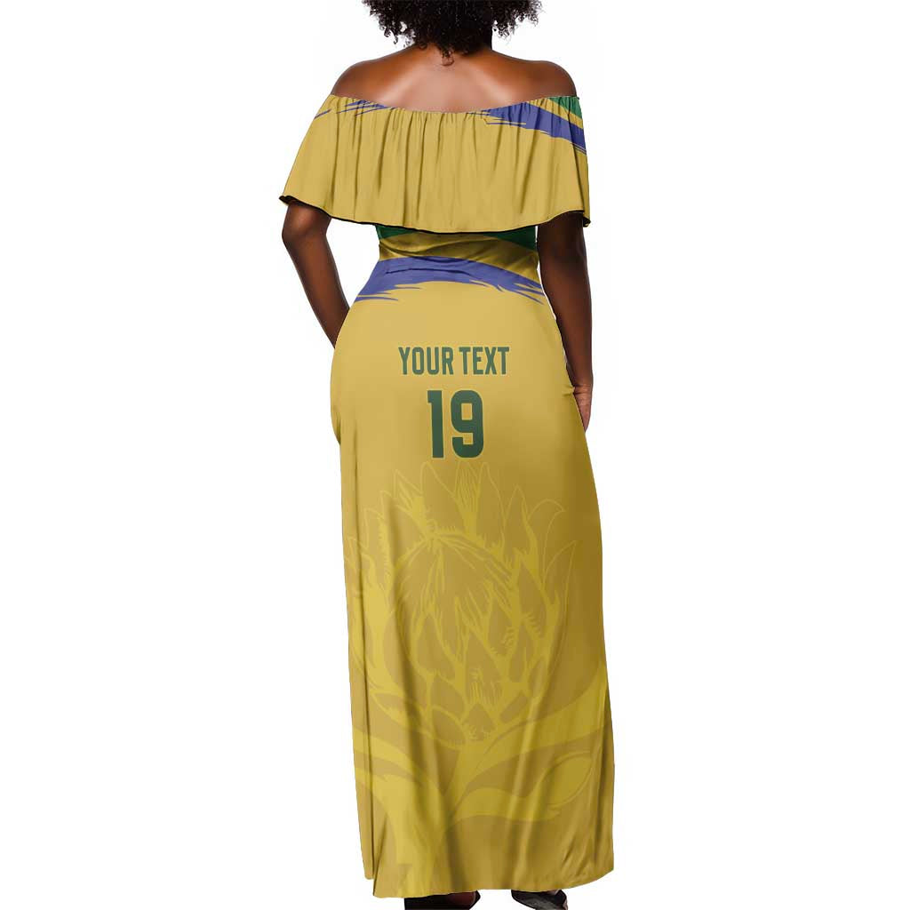 Custom South Africa Football Off Shoulder Maxi Dress Road To Champions Dream - Wonder Print Shop