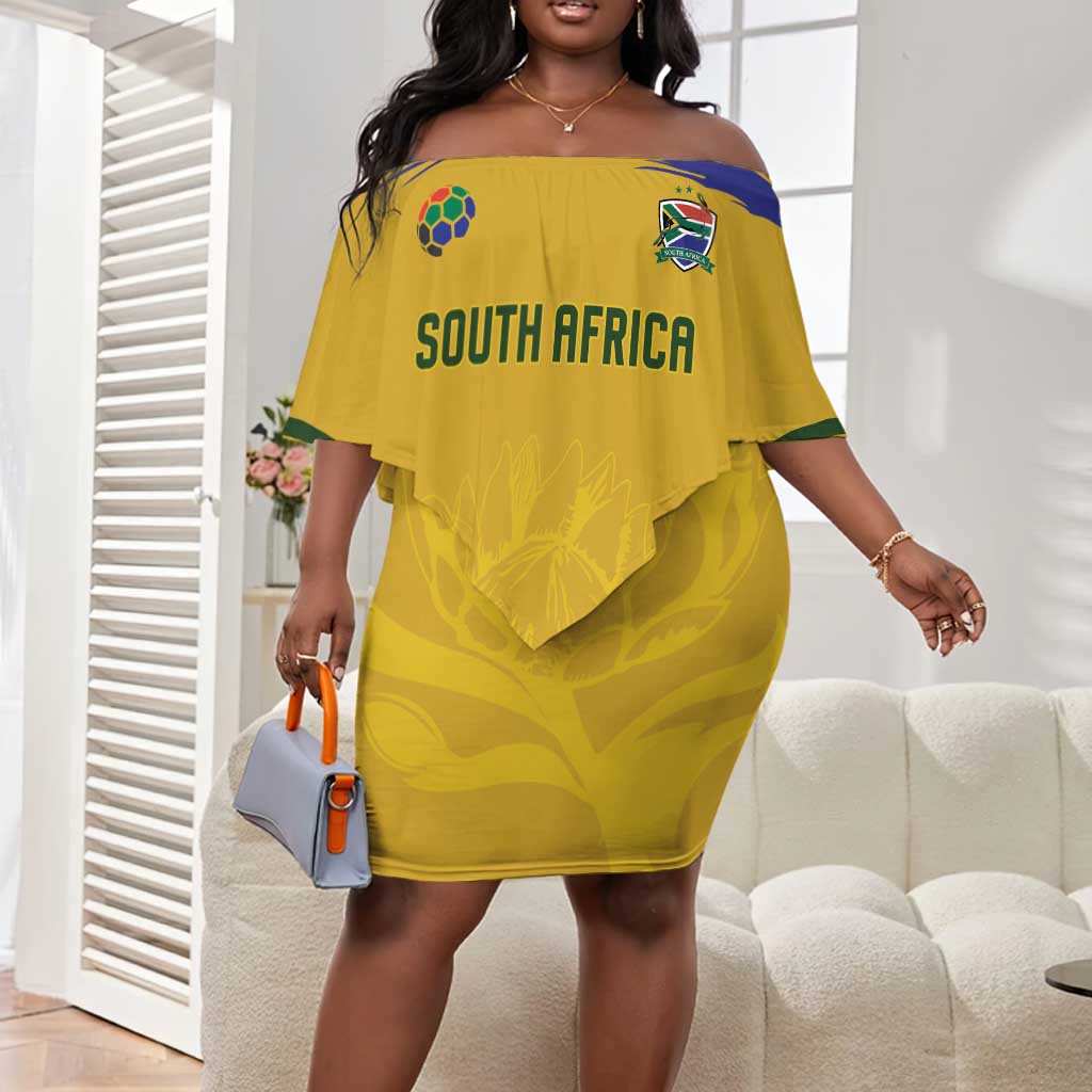 Custom South Africa Football Off Shoulder Short Dress Road To Champions Dream - Wonder Print Shop