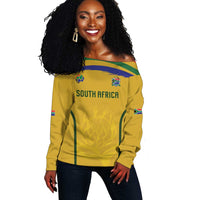 Custom South Africa Football Off Shoulder Sweater Road To Champions Dream - Wonder Print Shop