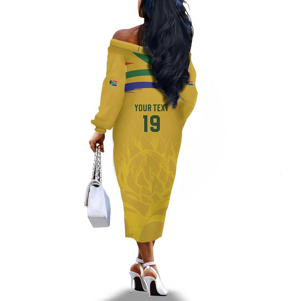Custom South Africa Football Off The Shoulder Long Sleeve Dress Road To Champions Dream - Wonder Print Shop