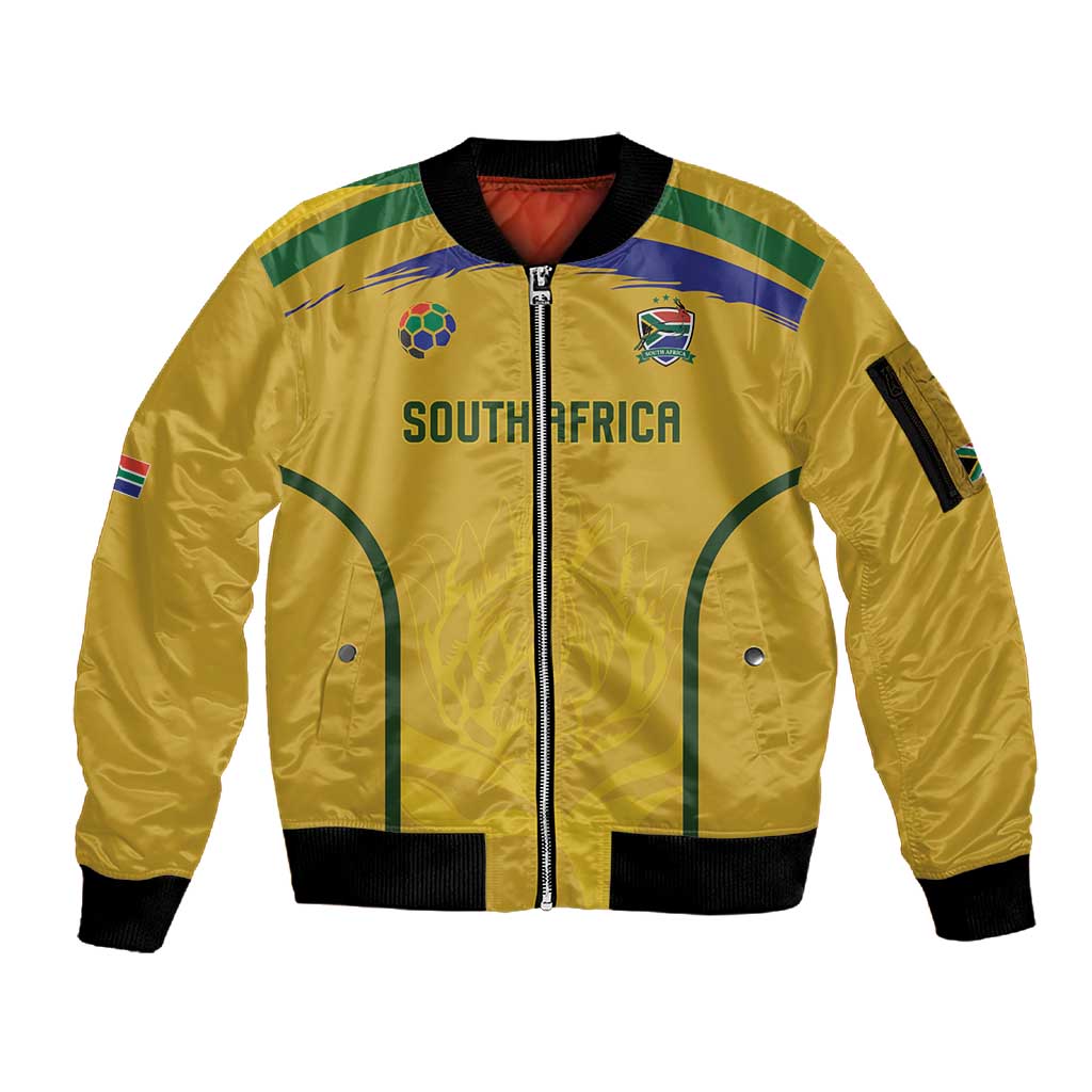 Custom South Africa Football Sleeve Zip Bomber Jacket Road To Champions Dream - Wonder Print Shop