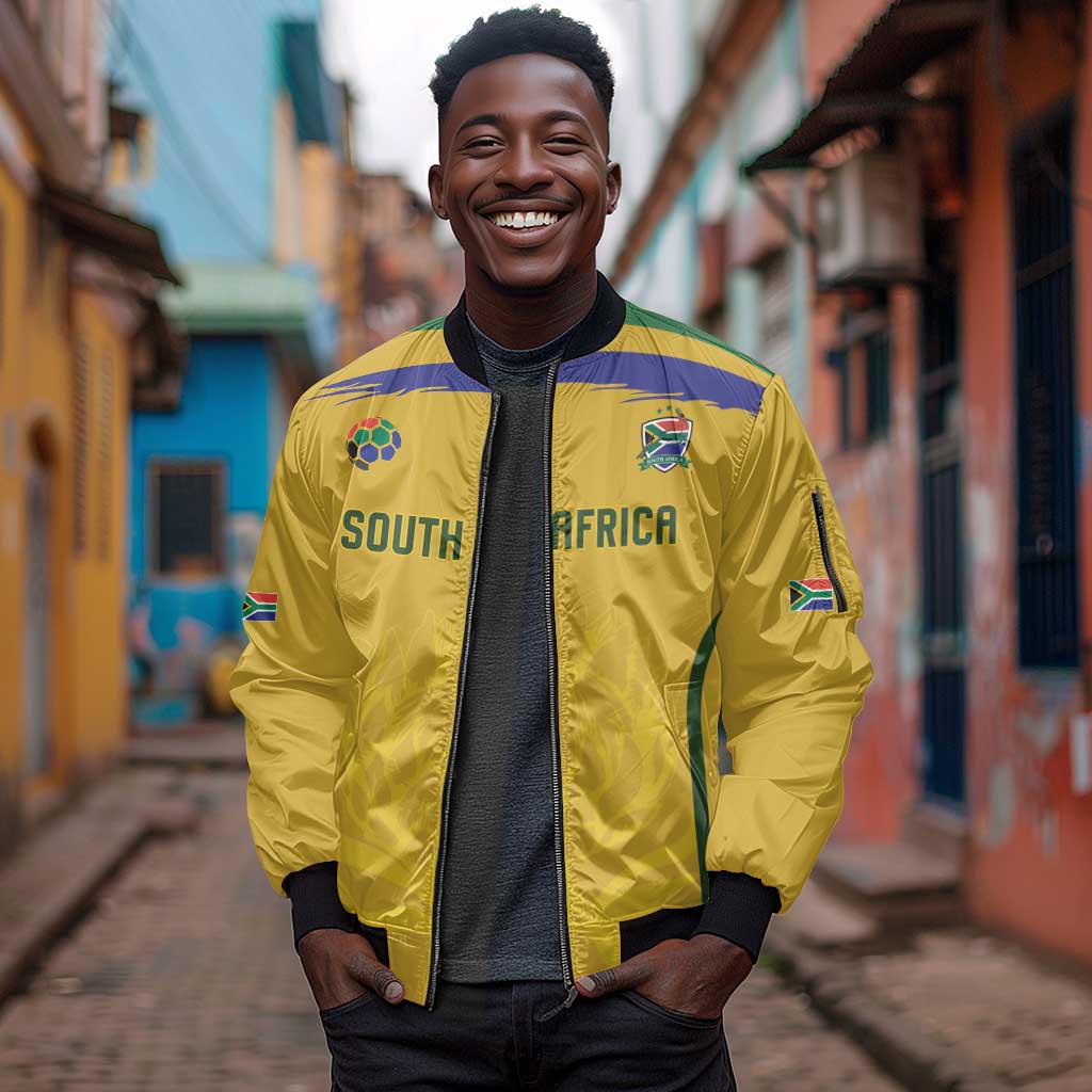 Custom South Africa Football Sleeve Zip Bomber Jacket Road To Champions Dream - Wonder Print Shop