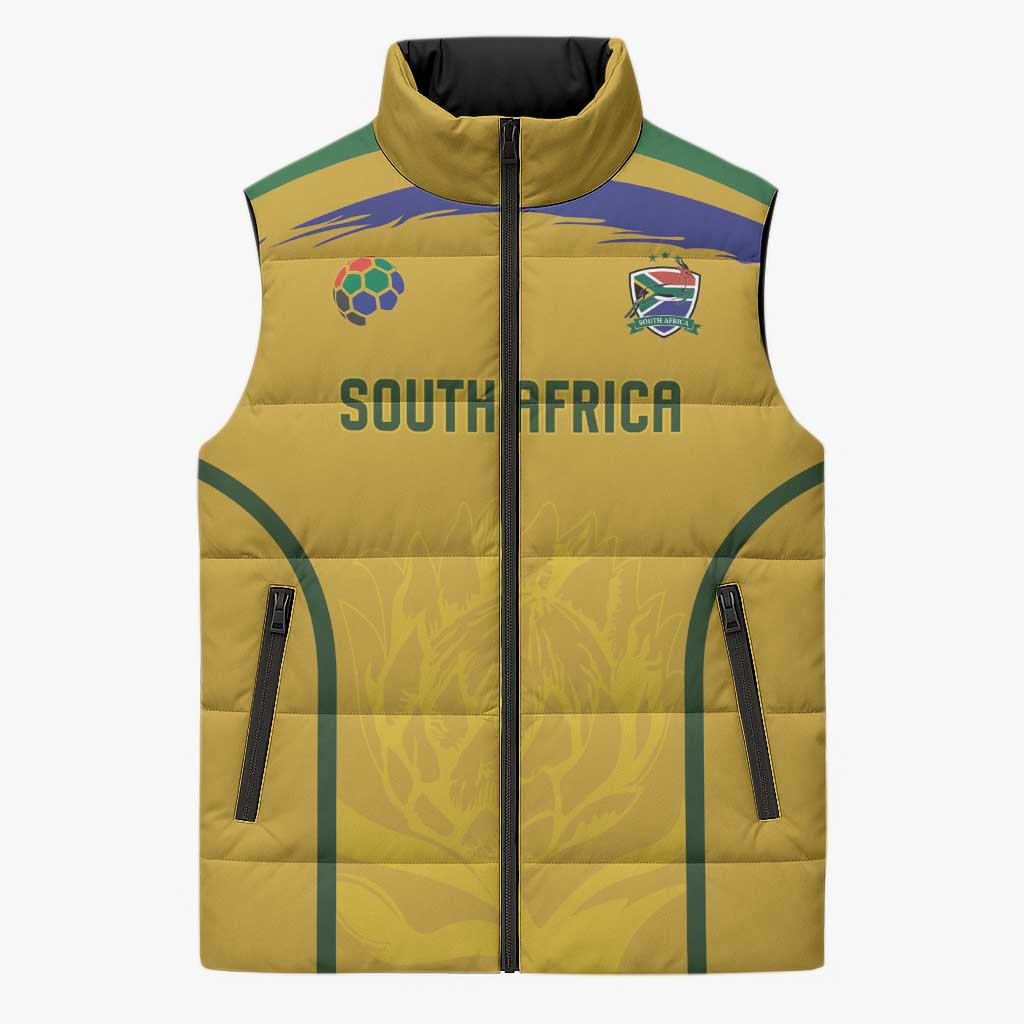 Custom South Africa Football Sleeveless Puffer Jacket Road To Champions Dream - Wonder Print Shop