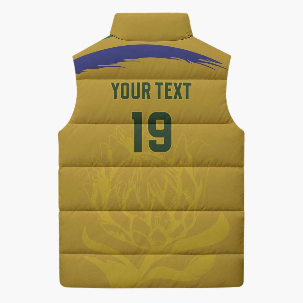 Custom South Africa Football Sleeveless Puffer Jacket Road To Champions Dream - Wonder Print Shop