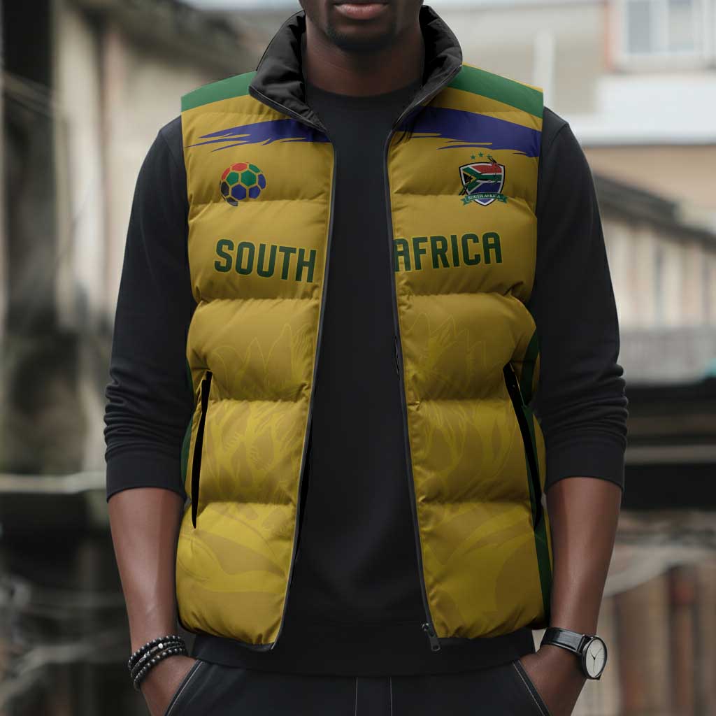 Custom South Africa Football Sleeveless Puffer Jacket Road To Champions Dream - Wonder Print Shop