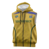 Custom South Africa Football Sleeveless Zip Hoodie Road To Champions Dream - Wonder Print Shop