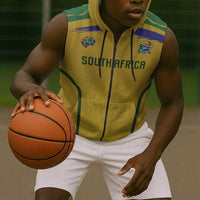 Custom South Africa Football Sleeveless Zip Hoodie Road To Champions Dream - Wonder Print Shop
