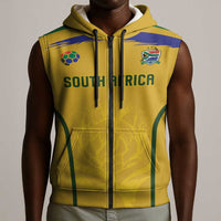 Custom South Africa Football Sleeveless Zip Hoodie Road To Champions Dream - Wonder Print Shop