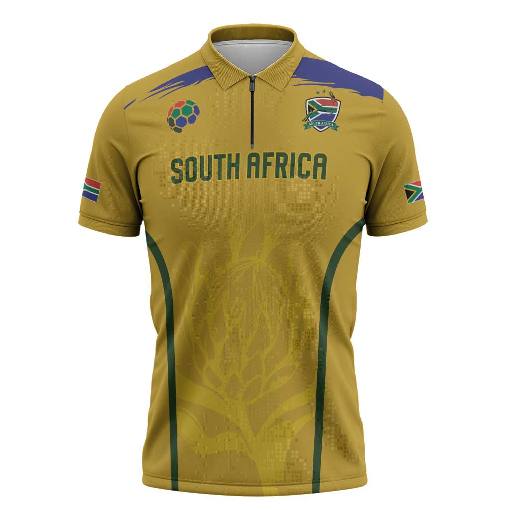 Custom South Africa Football Zipper Polo Shirt Road To Champions Dream - Wonder Print Shop