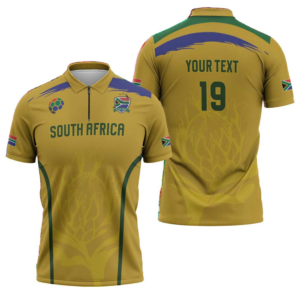 Custom South Africa Football Zipper Polo Shirt Road To Champions Dream - Wonder Print Shop