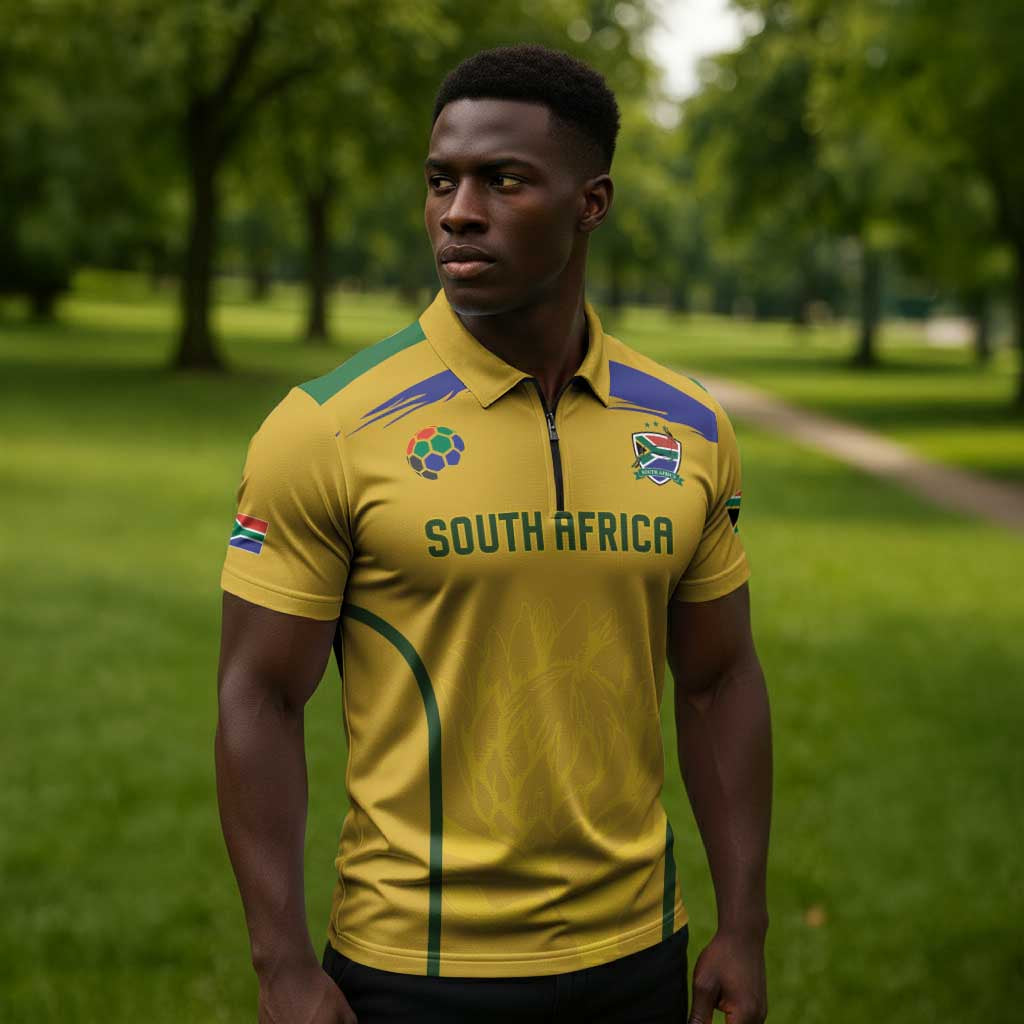 Custom South Africa Football Zipper Polo Shirt Road To Champions Dream - Wonder Print Shop