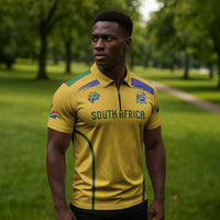 Custom South Africa Football Zipper Polo Shirt Road To Champions Dream - Wonder Print Shop