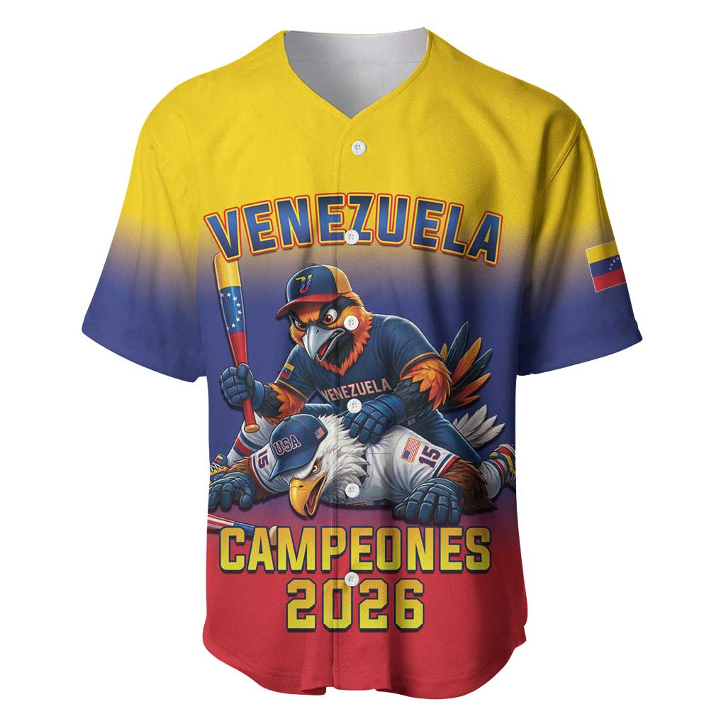 Custom Venezuela Baseball Campeones 2026 Baseball Jersey Turpial Mascot Champion Pride