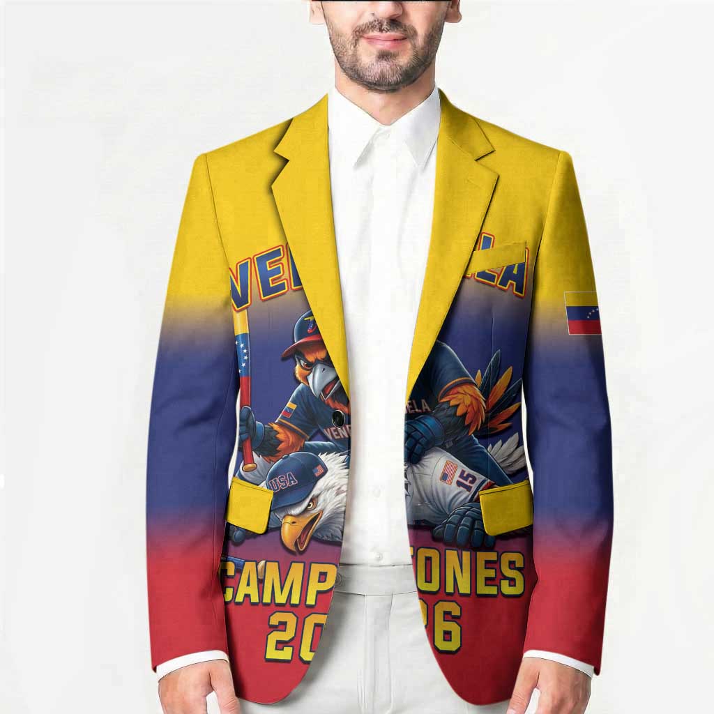 Custom Venezuela Baseball Campeones 2026 Blazer Turpial Mascot Champion Pride