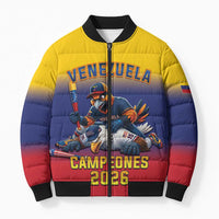 Custom Venezuela Baseball Campeones 2026 Bomber Puffer Jacket Turpial Mascot Champion Pride