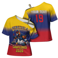 Custom Venezuela Baseball Campeones 2026 Cross Shoulder Shirt Turpial Mascot Champion Pride