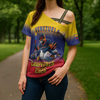 Custom Venezuela Baseball Campeones 2026 Cross Shoulder Shirt Turpial Mascot Champion Pride
